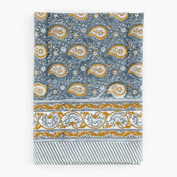 Botanique Paisley Blue & Ochre -pöytäliina 170x350cm, Chamois