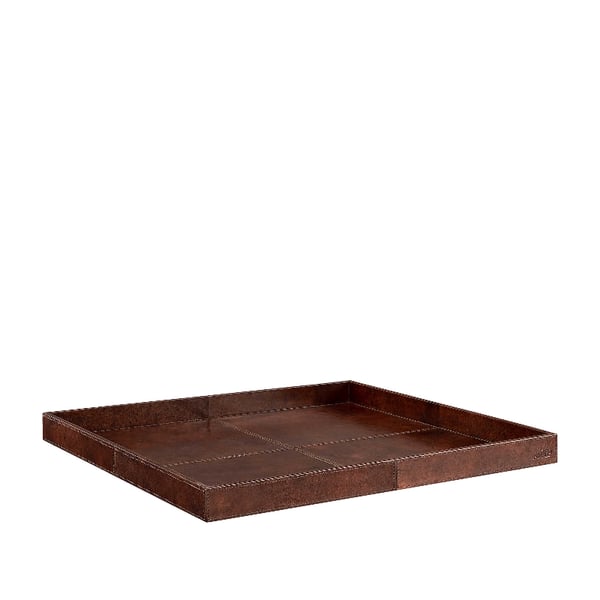 Mendoza Square Tray Leather brown Artwood