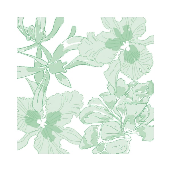 Lautasliina 20 kpl 40x40 Ethereal Flower vert d' eau Francoise Paviot