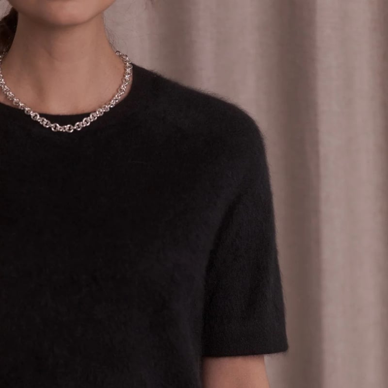 Karlie Short Sleeve Brushed Cashmere Sweater black Original Story  — kuva 3
