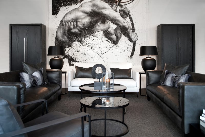 Reeves Coffee Table S/2 black Glass Artwood