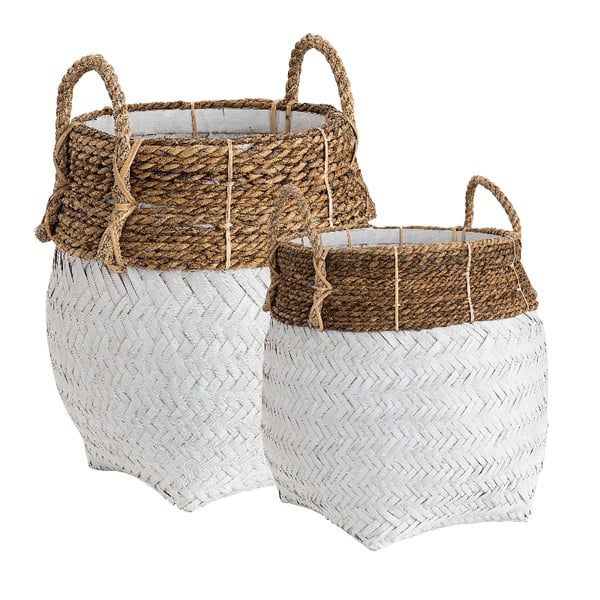 Davao Round Basket White S Artwood