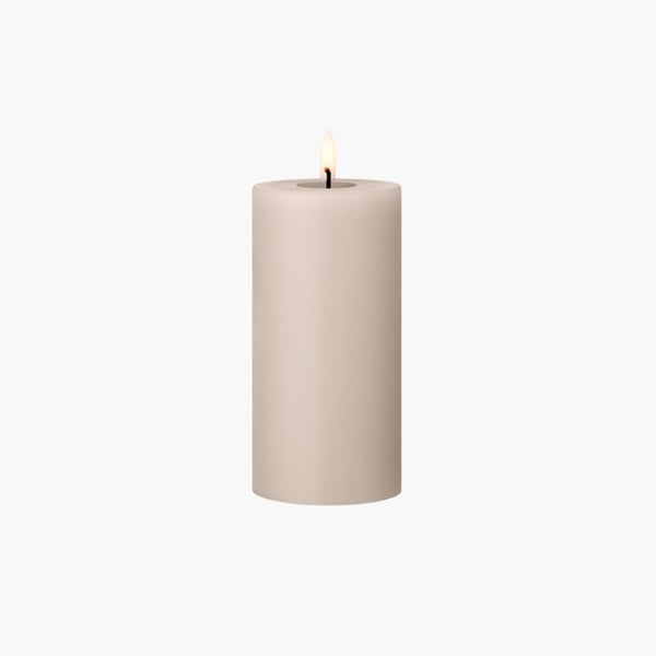 LED Pillar Candle 7,5x15 cm linen grey Ester & vErik 