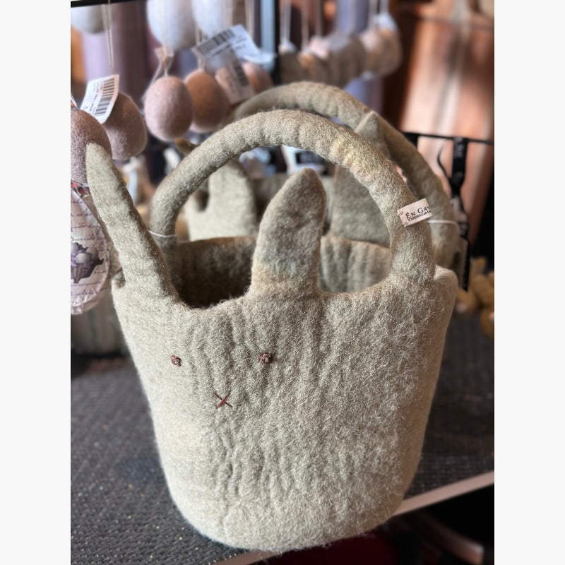 Huopainen pupukori Big Bunny Basket dusty green, Gry & Sif  — kuva 2