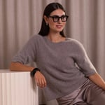 Short Sleeve Cashmere Sweater nougat Original Story  — kuva 1