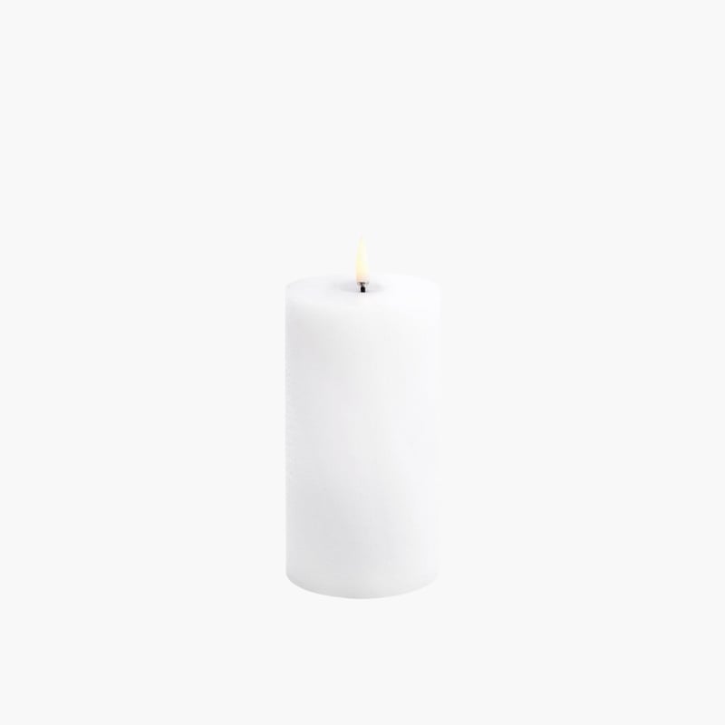 Melted Led Pillar Candle white 7,8x15 Uyuni 