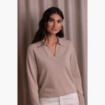 Long Sleeve Polo Collar Sweater latte Original Story  — kuva 2