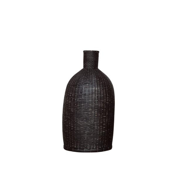 Henny Rattan Deco Bottle L black Noori Objects 