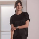 Short Sleeved Satin Shirt black Original Story  — kuva 3