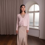 Long Sleeve Cashmere Cardigan V-neck pale pink Original Story  — kuva 1