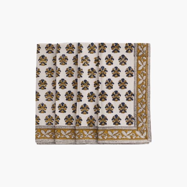 Cotton Napkins Samode Butti ochre/blue 4 pcs Chamois 
