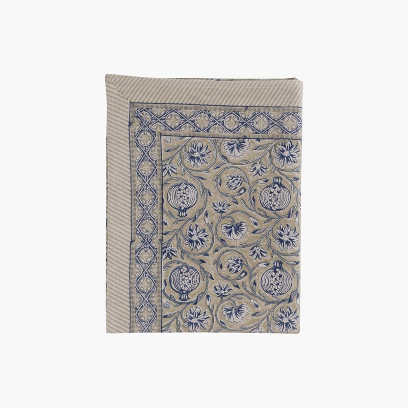 Cotton Tablecloth Tangier Pomegranate 150x350 beige/blue Chamois 