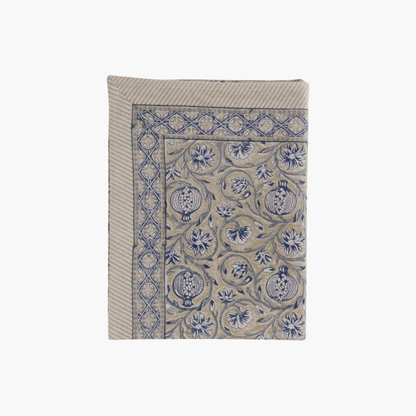 Cotton Tablecloth Tangier Pomegranate 150x350 beige/blue Chamois 