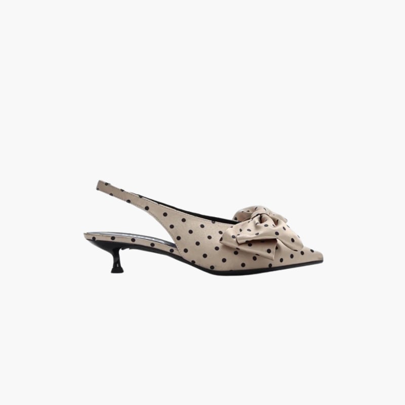 Olivia Kitten Heel avokas Satin Polka camel Bukela 