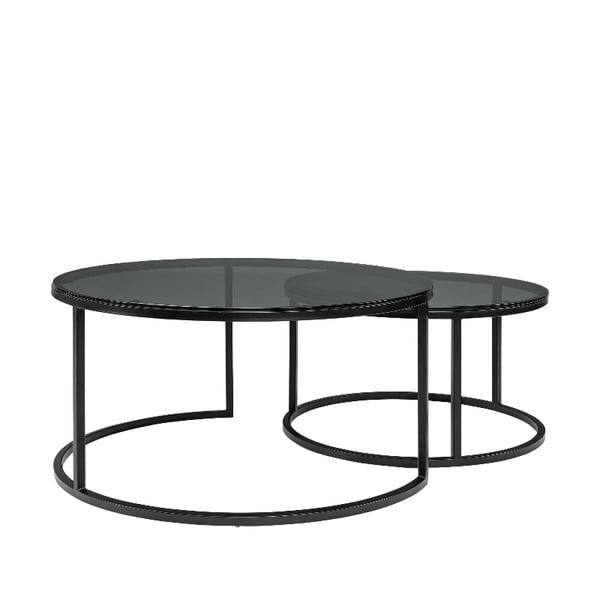Reeves Coffee Table S/2 black Glass Artwood