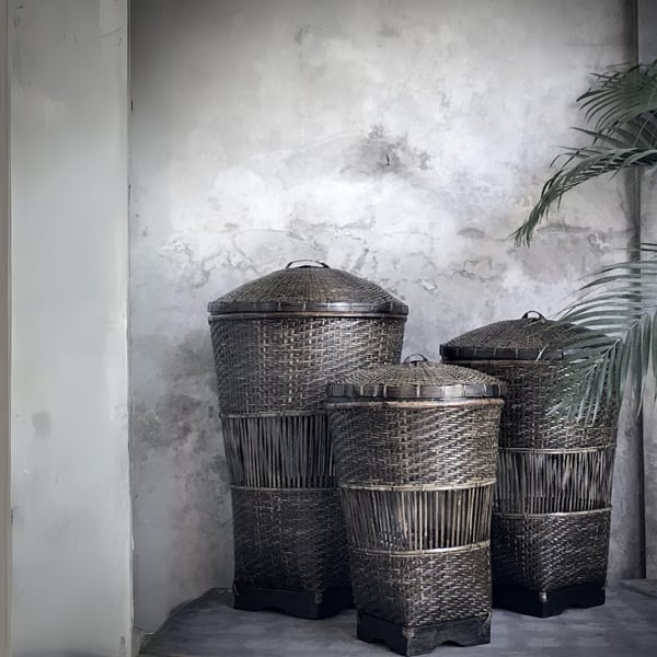 Moi Basket with Lid M brown Noori Objects 