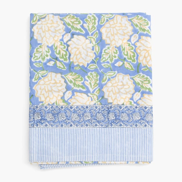 Dahlia Blue & Yellow -pöytäliina 150x350cm, Chamois