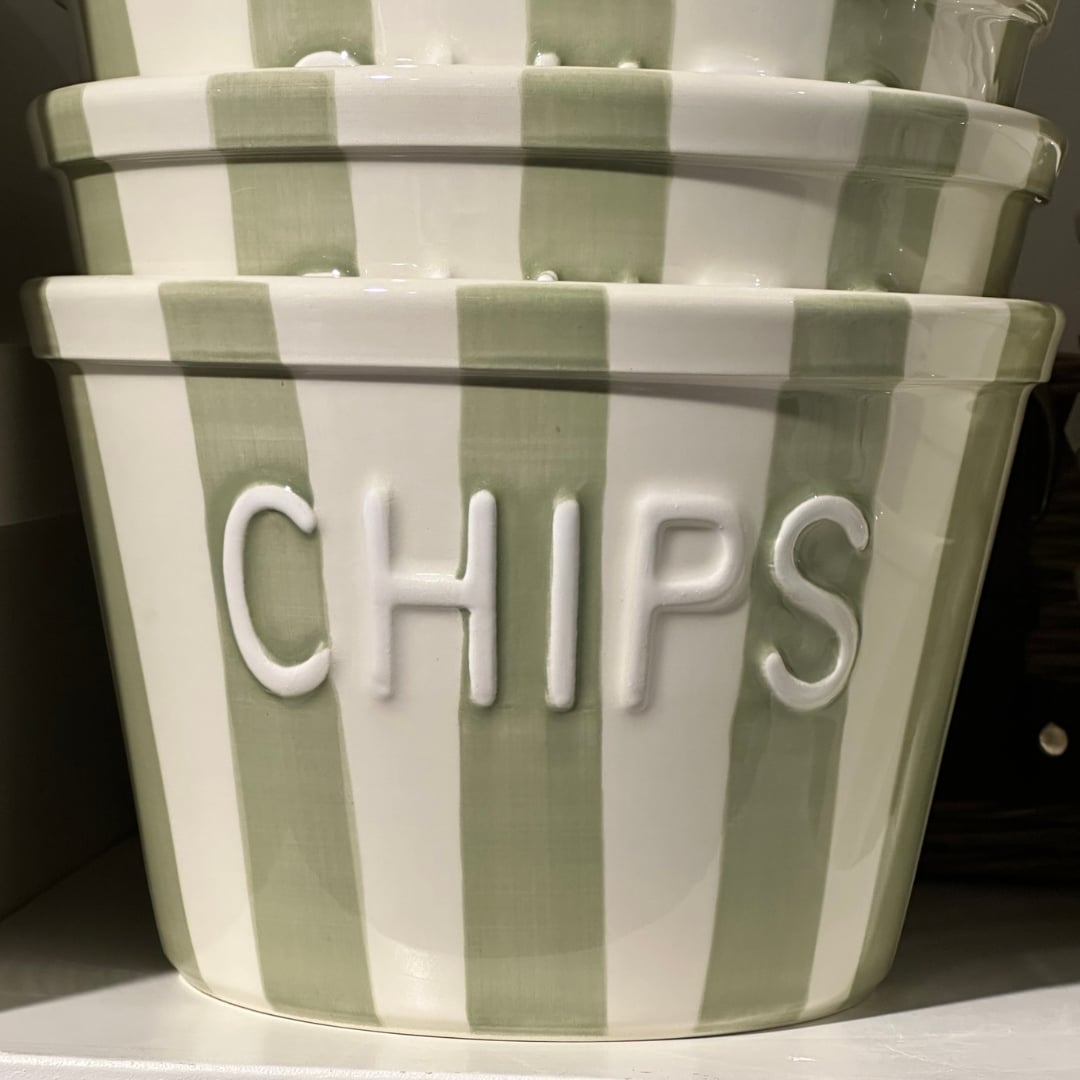 Vihreäraidallinen Chips kulho Bruka Design — kuva 1