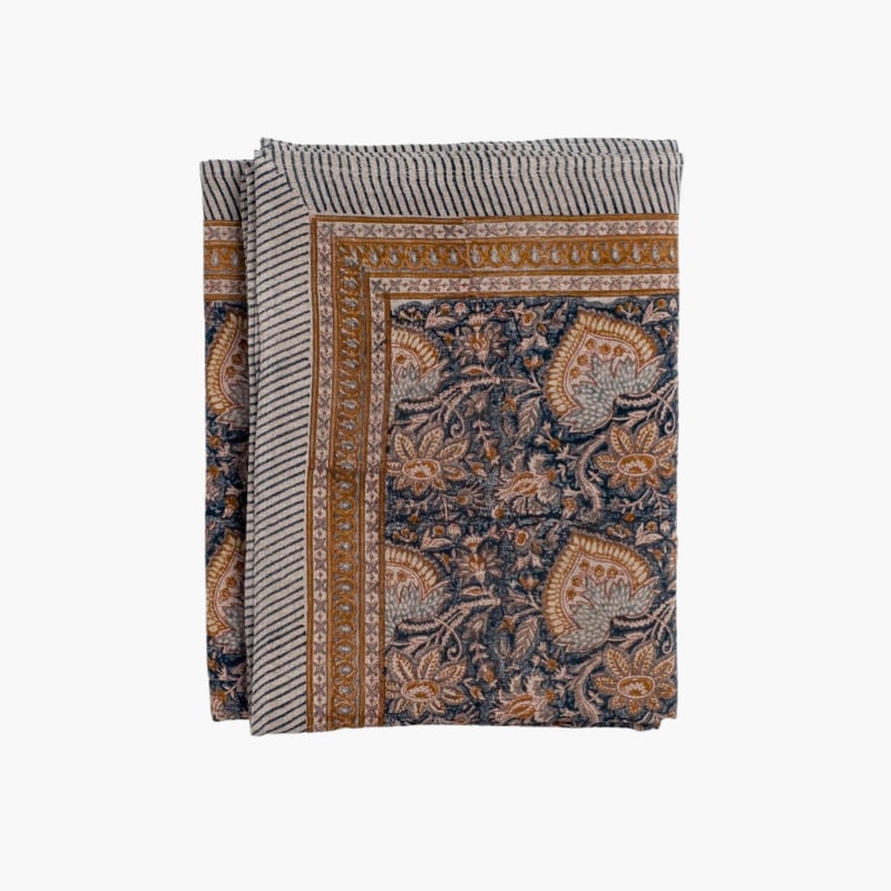 Linen Tablecloth Oriental navy 150x230 Chamois 