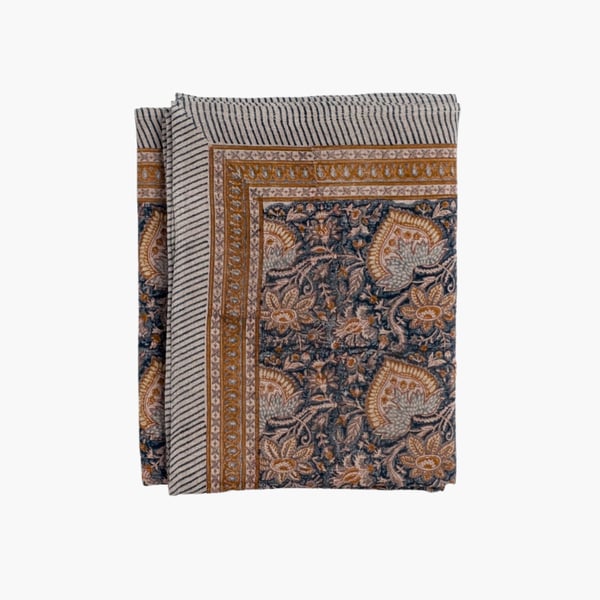 Linen Tablecloth Oriental navy 150x230 Chamois 
