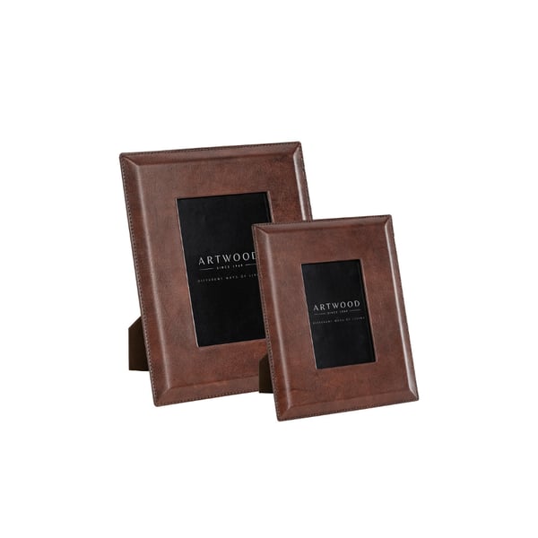 Mendoza Plain Photo Frame M Leather brown Artwood 