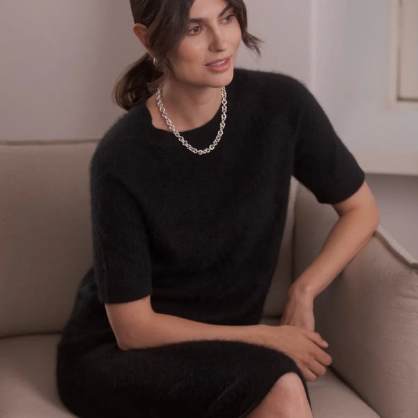 Karlie Short Sleeve Brushed Cashmere Sweater black Original Story 