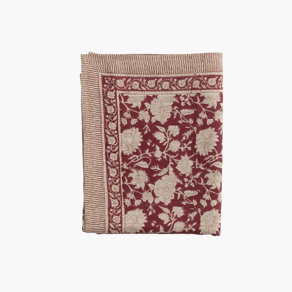 Linen Tablecloth Indian Rose 170x270 red Chamois 