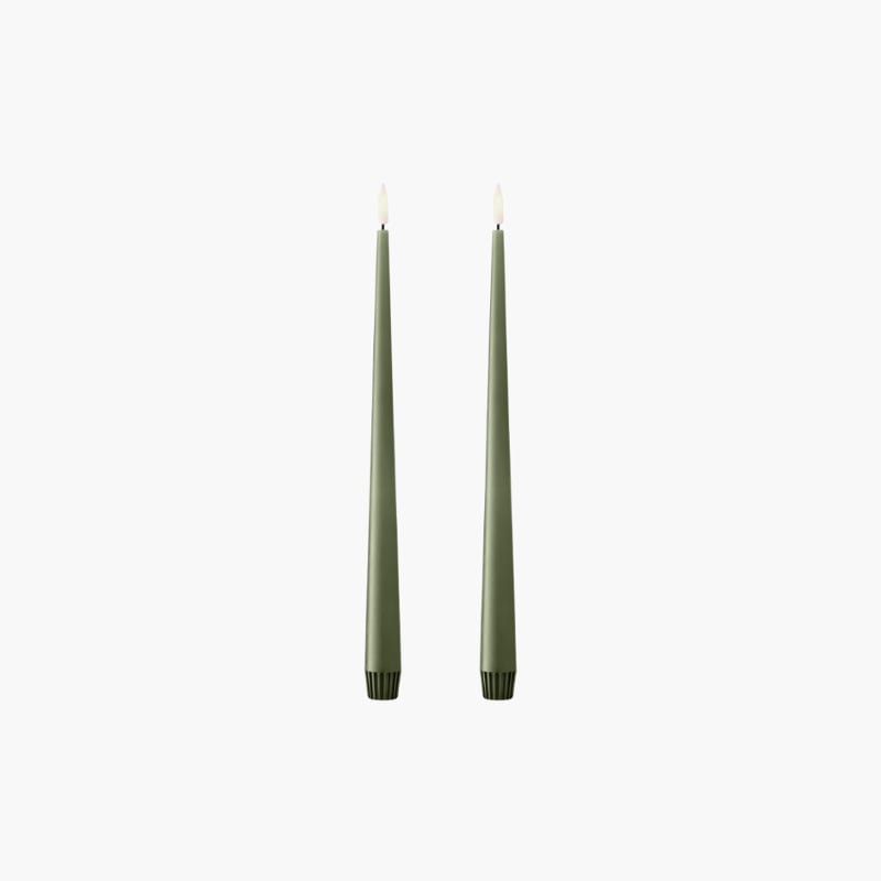 LED Taper Candles 2 pcs 30 cm green soil 