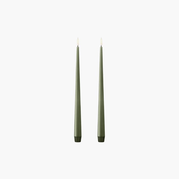 LED Taper Candles 2 pcs 30 cm green soil 