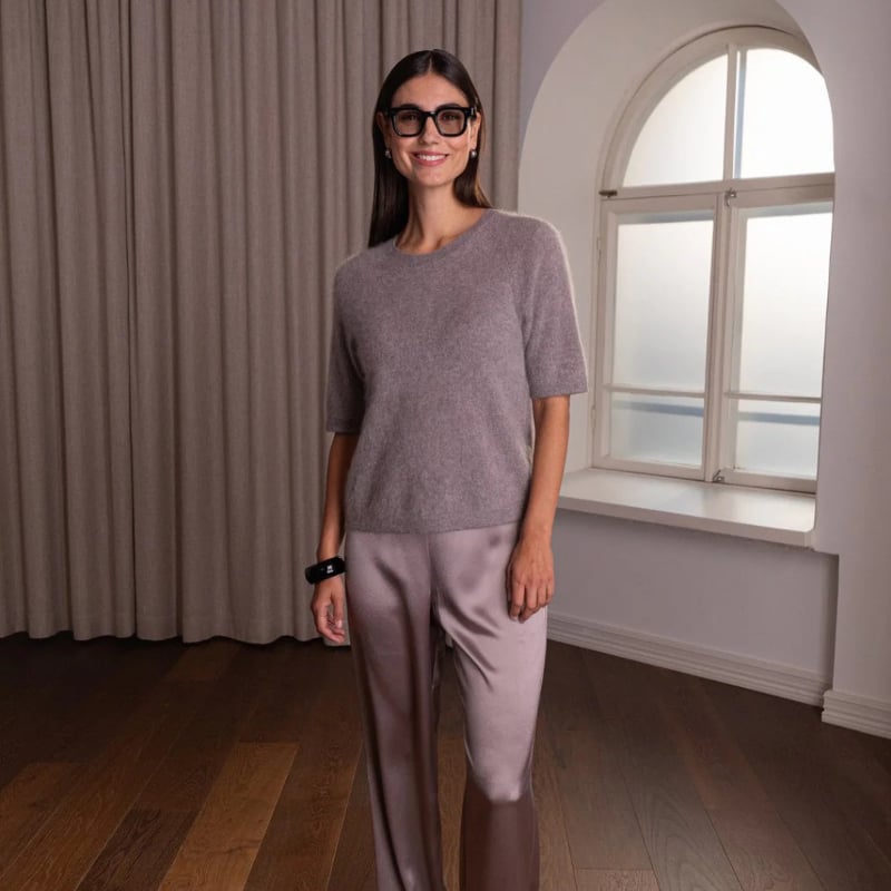 Short Sleeve Cashmere Sweater nougat Original Story  — kuva 2