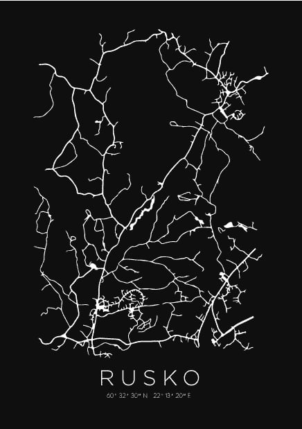 Kartta Rusko musta A3 Loviisan Aitta