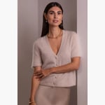 Lyhythihainen Karlian-kashmirneuletakki V-kaula-aukolla, Latte, Original Story — kuva 4