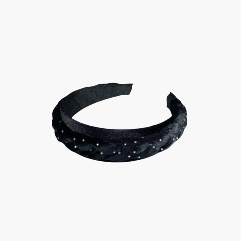 Blanche Braided Headband with Rhinestones black 