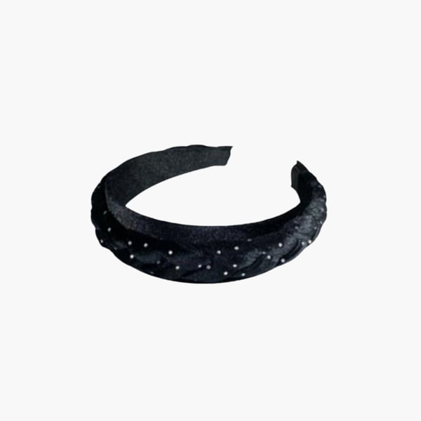 Blanche Braided Headband with Rhinestones black 