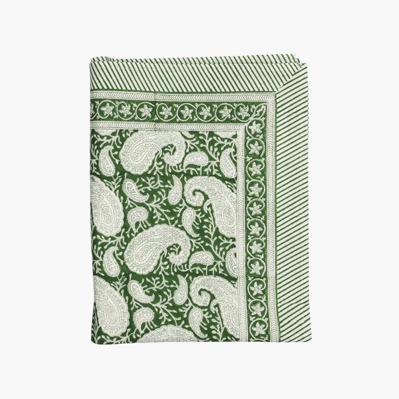 Tablecloth Cotton Big Paisley green 170x270 Chamois 