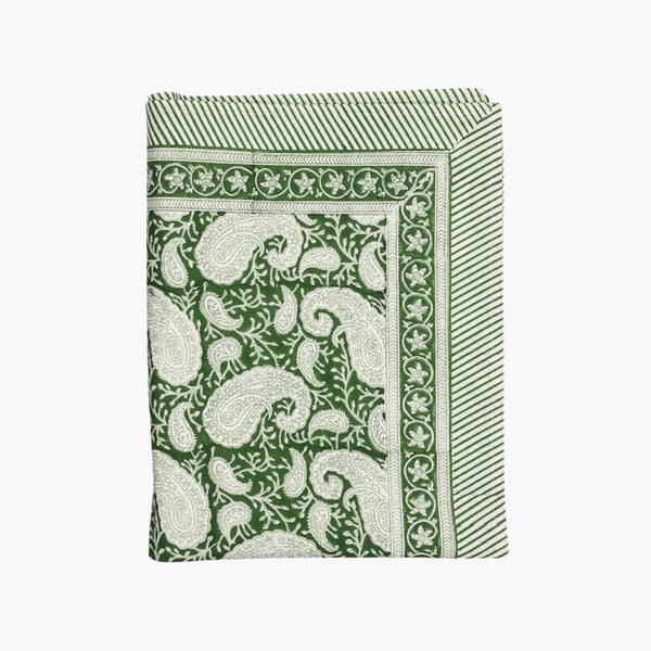 Tablecloth Cotton Big Paisley green 170x270 Chamois 