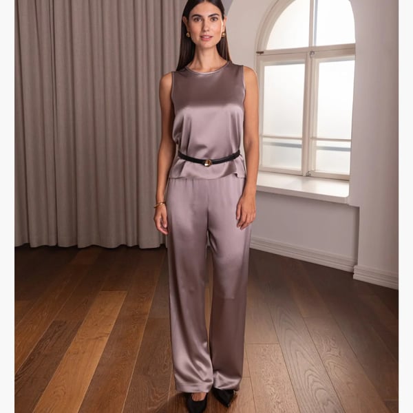 Wide Leg Satin Trousers nougat satiinihousut Original Story 