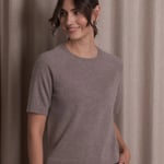 Katea Short Sleeve Cashmere Sweater nougat Original Story  — kuva 2