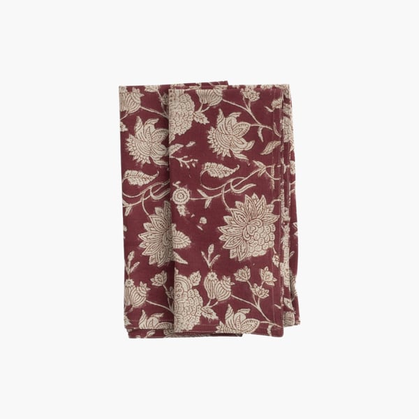 Linen Napkins Indian Rose red 2 pcs Chamois 