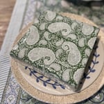 Paperiservetit Paisley Green 40x40cm, Chamois  — kuva 1