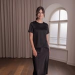 Short Sleeved Satin Shirt black Original Story  — kuva 1