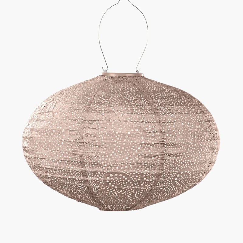 Vaalea roosa aurinkokennolyhty Paisley Oval 40Ø, Lumiz