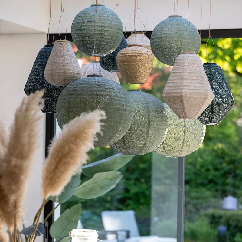 Vaaleanvihreä aurinkokennolyhty Mandela Lampshade 28Ø, Lumiz — kuva 2