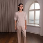 Puff Short Sleeve Brushed Cashmere Sweater latte Original Story  — kuva 1