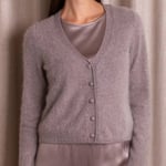 Long Sleeve Cashmere Cardigan V-neck nougat Original Story  — kuva 2