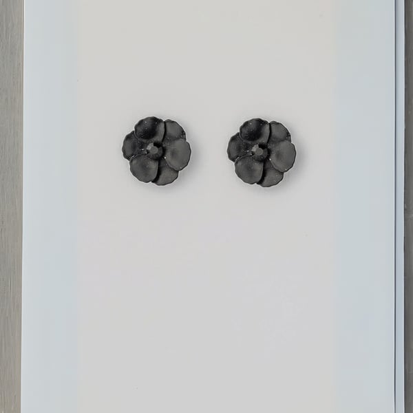 Flower Small Earrings black 