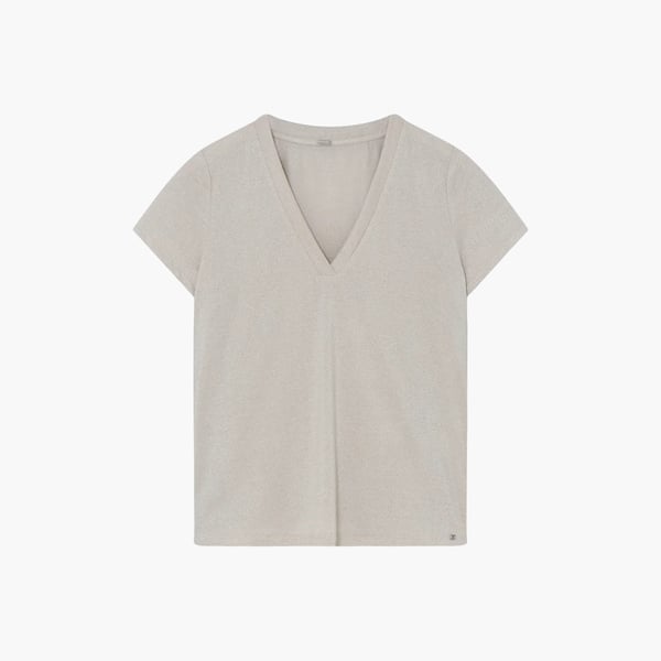 Ginnie T-paita V-neck Almond, Gustav