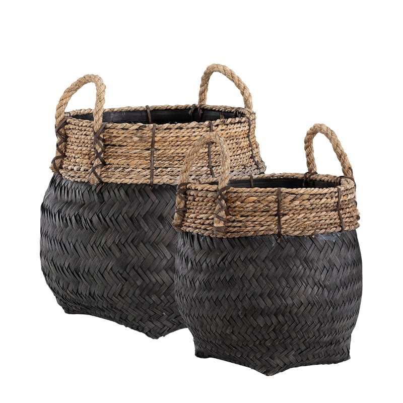 Davao Round Basket L Black Artwood