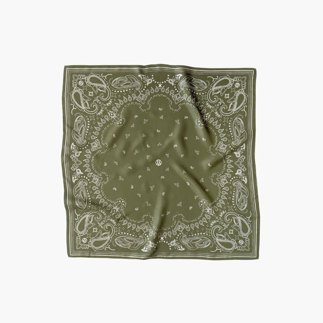Paisley Scarf olive green 65 cm lescarf  — kuva 1